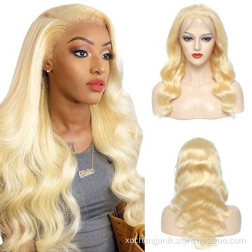Uniky 13x4 180 density 40 30 inch virgin 613 peruvian deep wave wig human hair wig blonde full 613 deep wave lace frontal wig